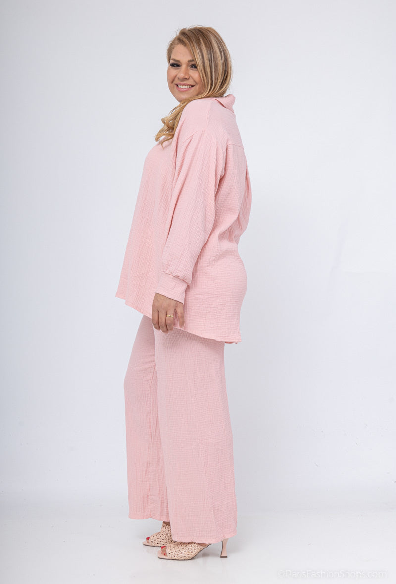 Ensemble en gaz coton chemise et pantalon large