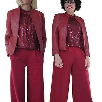 Pantalon large avec poches brillantes à sequins