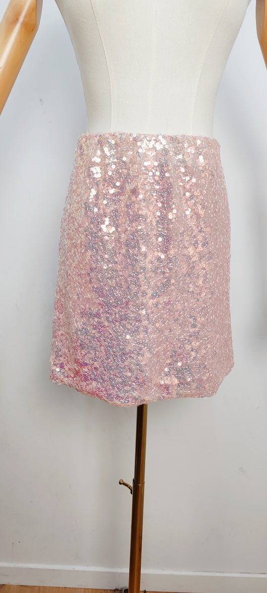 Jupe courte en paillette ROSE