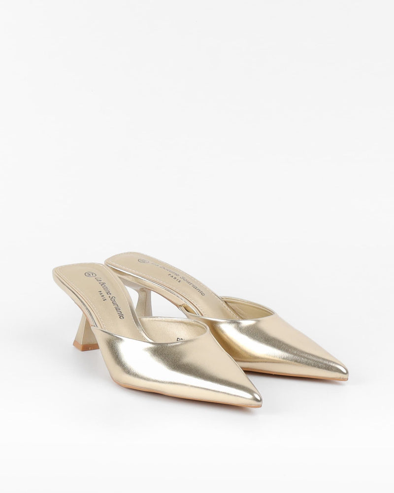 Mules à petit talon avec bout pointu