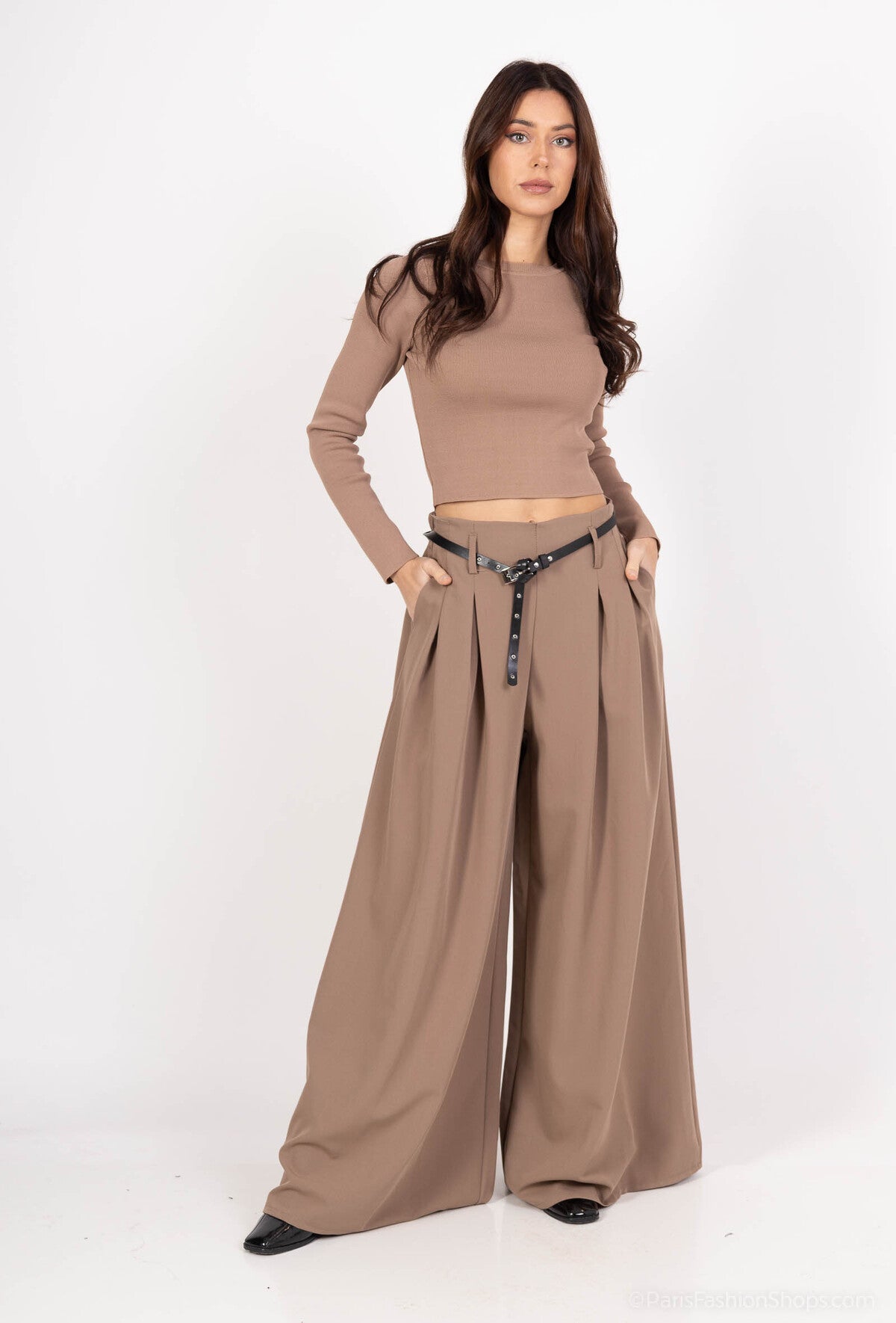 pantalon habille taille haute avec ceinture