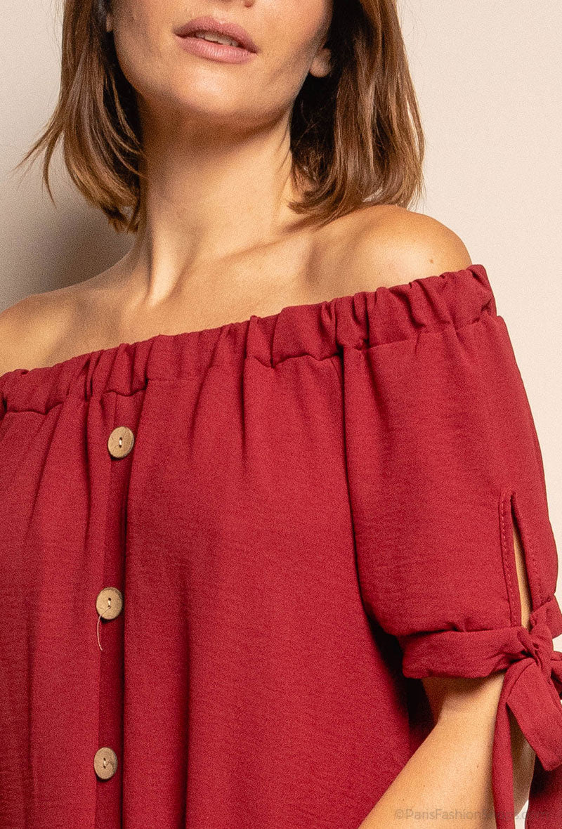 Robe à épaules dénudées - bordeaux