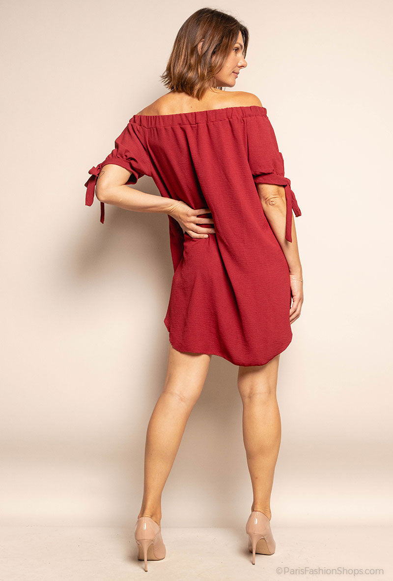 Robe à épaules dénudées - bordeaux