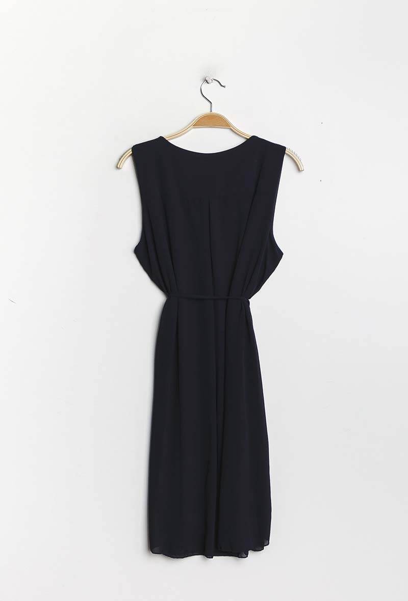 Robe avec col V zippé - noir