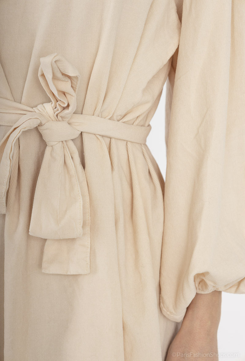 Robe long en velours côtelé