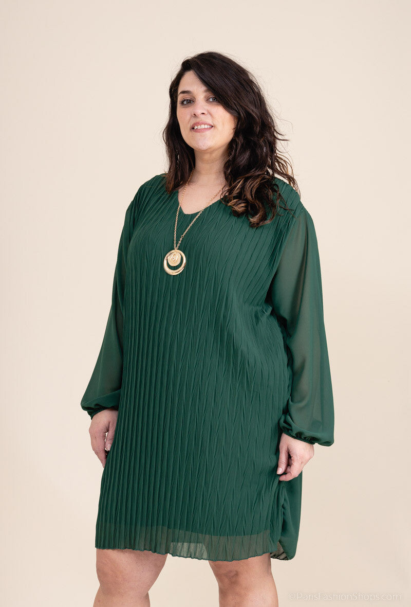 Robe plissée avec collier Grande taille