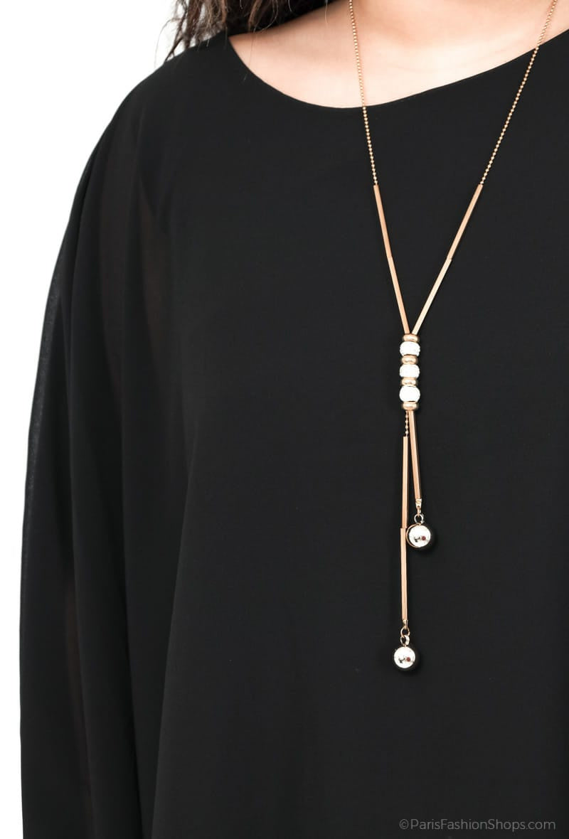 Tunique ample fluide avec collier - Marine