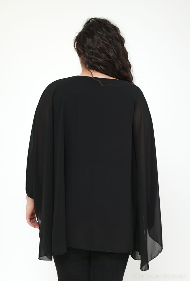 Tunique ample fluide avec collier - Marine