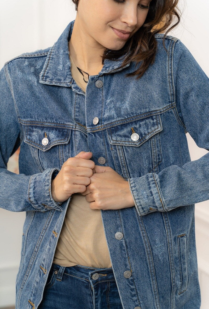 Veste longue en jean