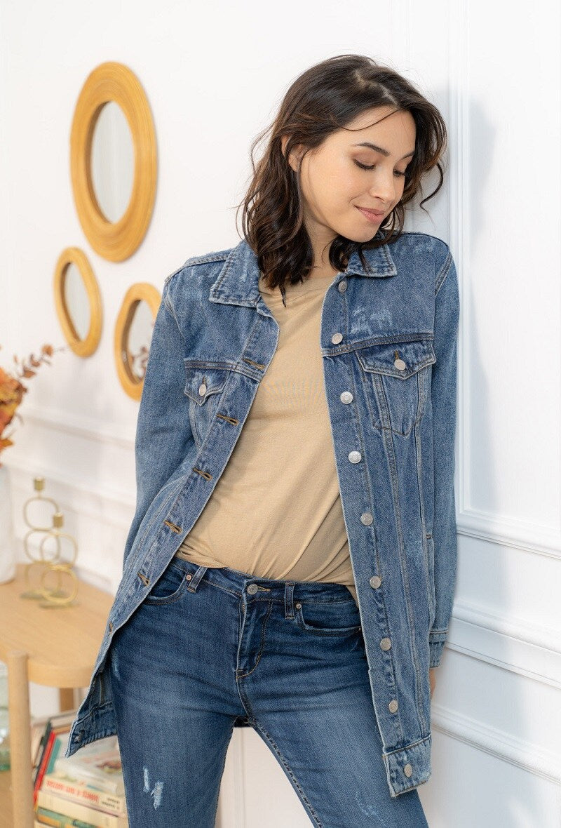 Veste longue en jean
