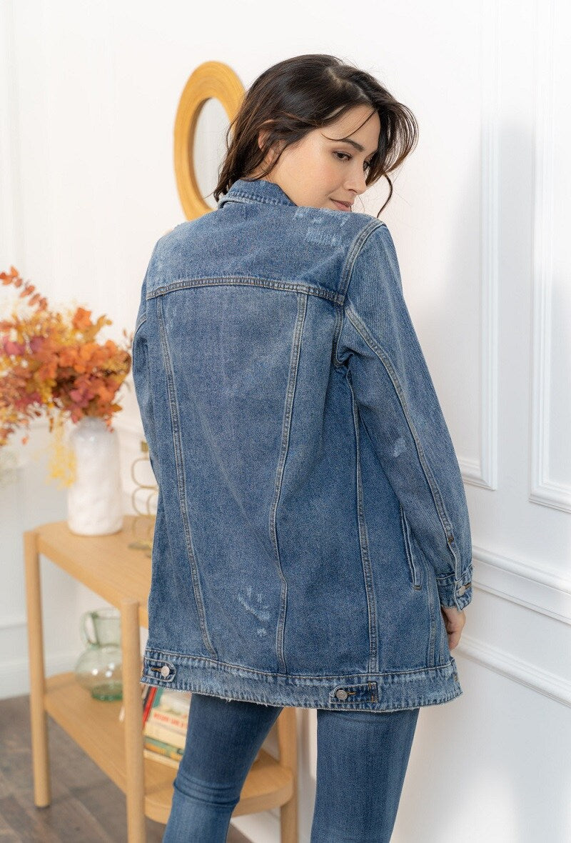 Veste longue en jean
