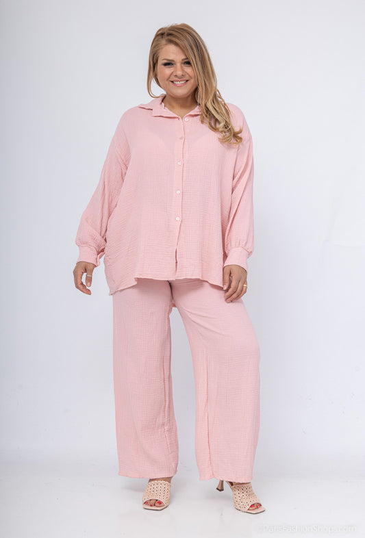 Ensemble en gaz coton chemise et pantalon large