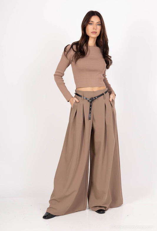pantalon habille taille haute avec ceinture